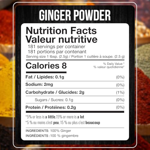 Fresh Finest Ginger Powder - 15.97oz (453G) - Pure Ground Ginger Root for Culinary & Health Benefits, Packed in a Premium Container - Image 2