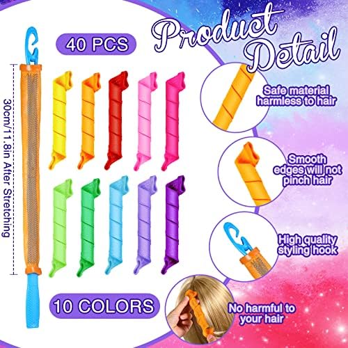 40 Pcs Heatless Spiral Curlers Kit No Heat Curlers Tools for Women - Image 2