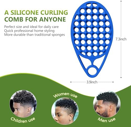 KOUPA Magic Silicone Curly Hair Brush, One Piece Twist Curl Comb for Afro Curls, Washable Hair Tool for Men Women, Blue, 1 Piece - Image 3