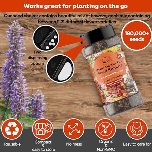 on the Go Seed Shaker - Western Wildflower Seeds Regional Mix - Organic, Non-GMO - 100% Pure Seed - 18 Different Wildflowers Seeds of Annual and Perennial, 8oz - Image 3
