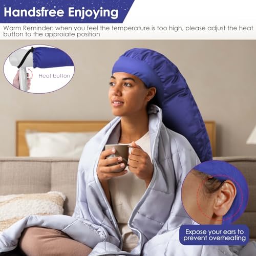 TEPENAR Hair Dryer Bonnet Attachment: Upgraded Extra Large Hooded Dryer Adjustable Hair Dryer Caps - Easy to Use for Natural Curly Textured Hair Care Styling Fast Drying - Dark Blue - Image 5