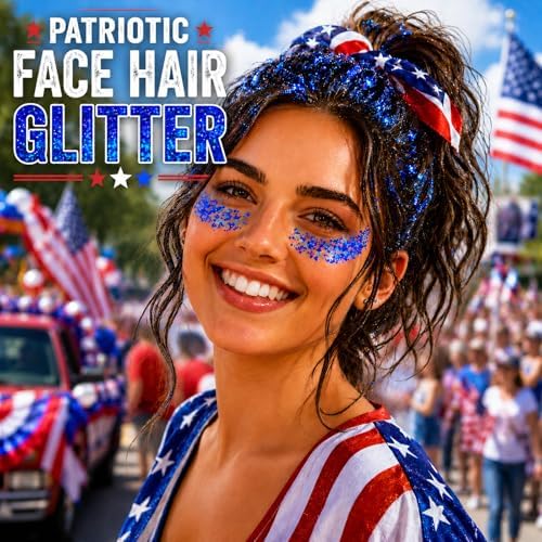 Blue Hair Glitter Stick,Royal Blue Face Glitter Stick,Blue School Spirit Day Accessories,Waterproof Singer Concert Halloween Chunky Sequins Makeup,Cheer Glitter for Football Sports Game Day - Image 5