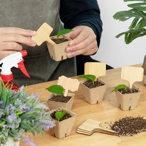 OBTANIM 75 Pack Bamboo Rectangle Plant Labels with A Marker Pen, Garden Markers Sign Plant Tags for Seedling Potted Herbs Flowers Vegetables - Image 5