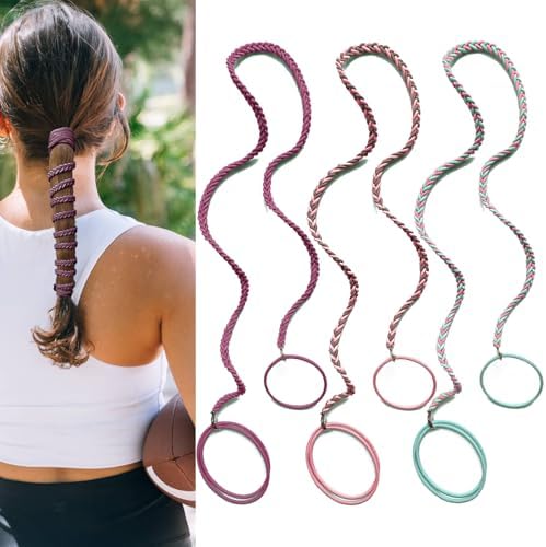 Hair Ties for Women Long Hair, 25" Elastic No Tangle Spiral Hair Ties Damage-Free Pony Tail Wraps for Thick Long Hair Motorcycle Hair Accessories for Sports- Bike Riding Swim Skiing- 3 Pack Colorful by Unknown