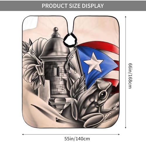 Puerto Rico Frog Barber Cape, Puerto Rican Flag Hair Salon Haircut Gown, Hair Cutting Apron with Adjustable Closure, Professional Salon Cutting Barber Skirt for Barbershop - Image 3