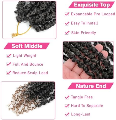 Passion Twist Crochet Hair, 10 Inch, T1B/27, 9 Packs - Image 2