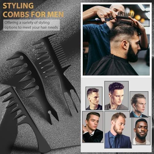 DUAIU 3Pcs Hair Styling Comb Set for Men, with Barber Accessories 3 in 1 Fish Tail Bone Shape Comb, Wide Tooth Comb, Texture Comb for Slicked-back, Quiff, Pompadour, Fauxhawk, Undercut - Image 7