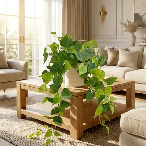 Fake Plants, Artificial Plants Indoor, 34" Fake Hanging Pothos Vines, 2PCS - Image 6