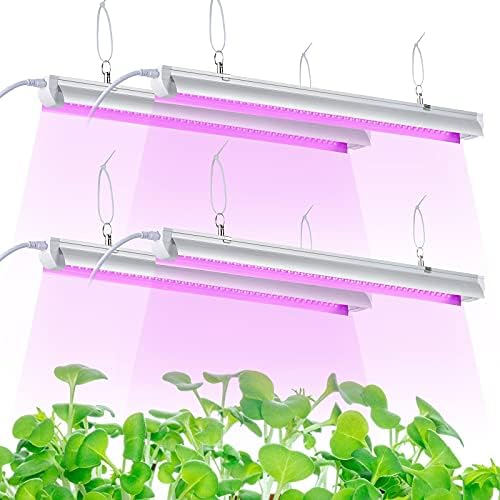 Grow Light, 2ft T8,100W(4 x 25W, 600W Equivalent), Super Bright, Full Spectrum Sunlight Plant Light, LED Grow Light Strips, Grow Lights for Indoor Plants,Greenhouse,4-Pack by TYAGMAM