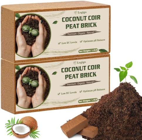 Legigo 2 Pack Coco Coir Bricks for Plants- 100% Organic Coconut Coir Soil by Legigo
