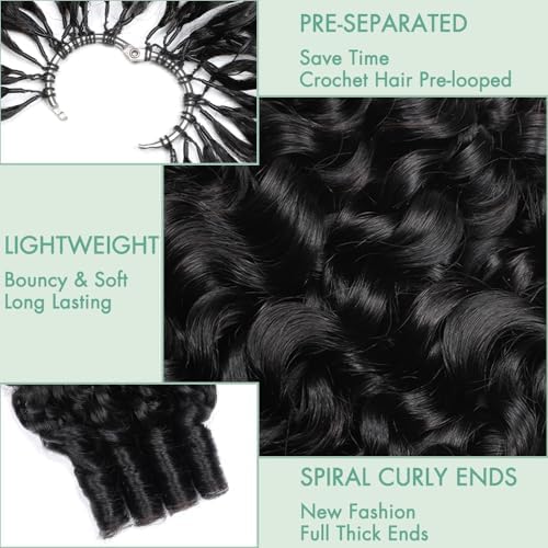 Human Crochet Hair for Black Women 16 Inch 250g Burmese Curly Crochet Human Hair Bundles 200 Strands Pre-separated Feather Crochet Hair Extensions Natural Black - Image 4