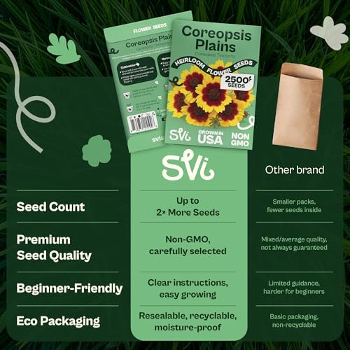 SVI 2500 Plains Coreopsis Seeds (Coreopsis Tinctoria) - Golden Tickseed, Yellow-Red Blooms, Annual Wildflowers, Heirloom Seed in Seed Packets - Flower Seeds for Outdoor Garden, Meadows, Flowers Beds - Image 6