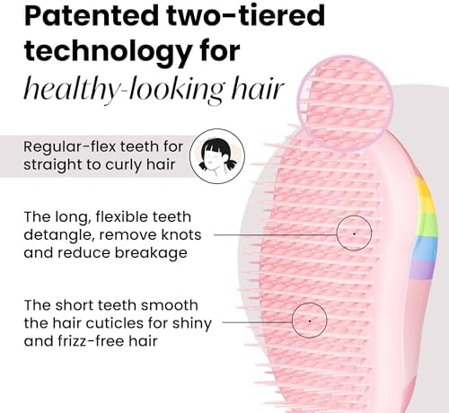 Tangle Teezer Original Detangler Mini Hair Brush for Kids, Rainbow Unicorn - Image 3
