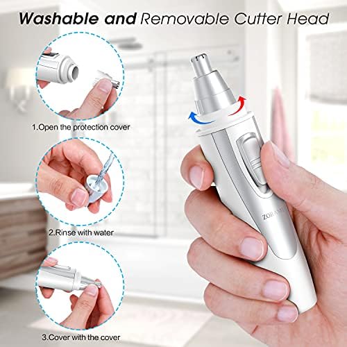 Ear and Nose Hair Trimmer Clipper - 2026 Professional Painless Eyebrow & Facial Hair Trimmer for Men Women,Battery-Operated Trimmer with IPX7 Waterproof,Dual Edge Blades for Easy Cleansing White - Image 5