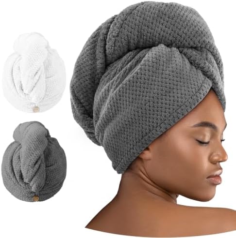 Umisleep 2 Pack Microfiber Hair Towel Wrap for Women Kids, 400 GSM Thicker by Umisleep