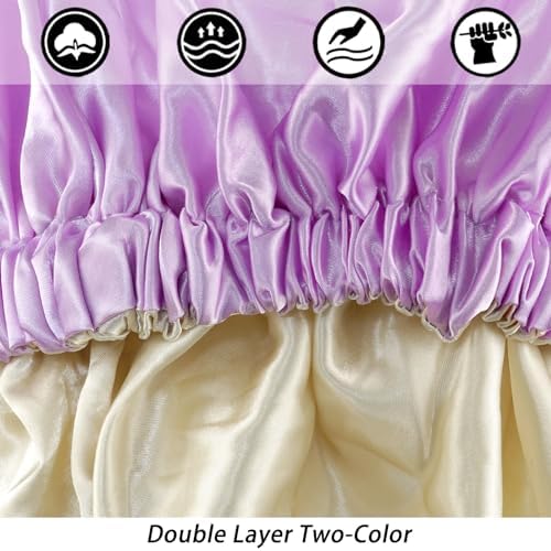 Edoneery Satin Bonnet for Sleeping Women, Double Layer Curly Hair Cap - Image 6