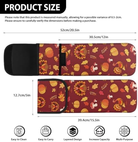 Brown Thanksgiving Turkey Flat Iron Case Heat Resistant Neoprene Curling Iron Cover Bag with Pocket Curling Iron Organizers and Storage for Flat Iron, Straightener, Curling Wand/Curling Iron - Image 6