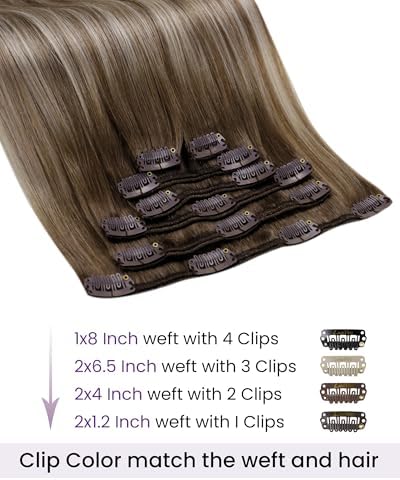 LaaVoo Human Hair Clip In Extensions, For Special Occasion, 14 Inch - Image 2