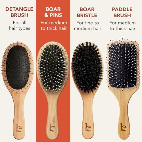 Boar Bristle & Nylon Pin Hair Brush for Thick, Curly & Wavy Hair - Image 5