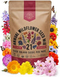 Organo Republic 21 Annual Wildflower Seeds Mix for Indoor & Outdoors. 100,000+ Non-GMO, Heirloom Wildflower Garden Seeds, 4oz Packet for Growing Wild Flowers to Attract Bees, Butterflies & Birds by OrganoRepublic