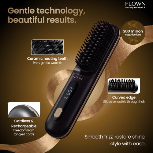 Flown® Original Go Brush MAX - No Damage Heat Brush USB-C Charger (Black) - Image 2