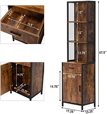 Salon Storage Cabinet for Hair Stylist,Rustic Brown - Image 3