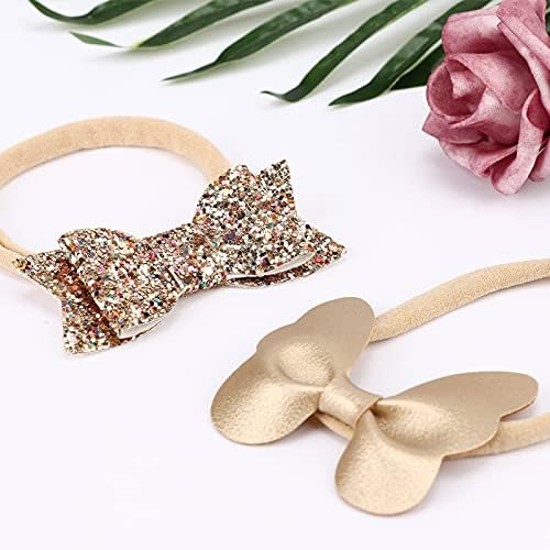 BQUBO Baby Girl Headbands with Bows Nylon Hairbands Handmade Hair Accessories for Newborn Infant Toddlers 10 Pack - Image 3