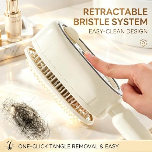 New 5‑in‑1 Electric Mist Air Cushion Massage Hair Brush, Self‑Cleaning Anti‑Tangle Hair Care Comb, Shine Boost for Dry & Frizzy Hair, Ideal for Ladies (Purple) - Image 4