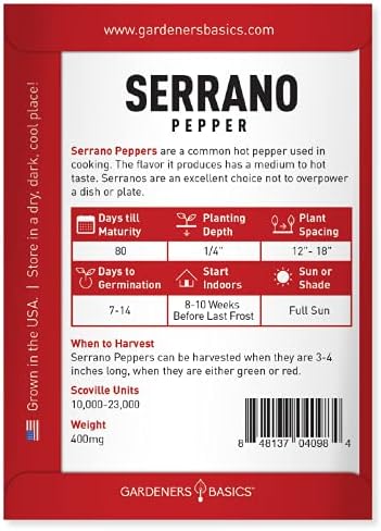 Gardeners Basics Serrano Pepper Seeds for Planting Heirloom Non-GMO Ancho Peppers Plant Seeds for Home Garden Vegetables Makes a Great Gift for Gardening - Image 2