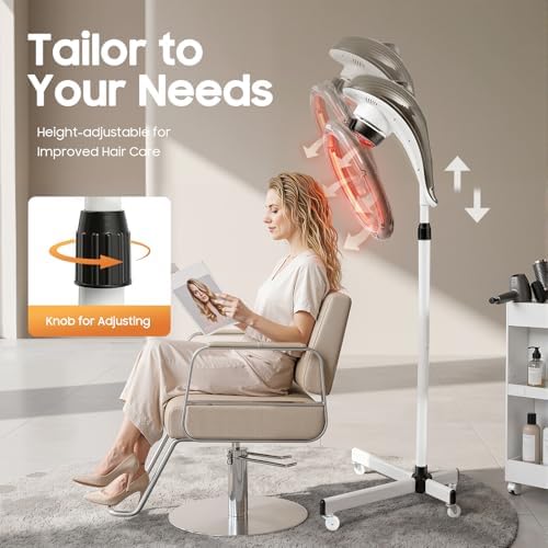 Orbiting Rotating Hair Processor,950 W Standing Hair Dryer,Orbital Infrared Stand Hair Dyeing for Hair Care,Dyeing,Oil Treatment (Grey) - Image 3