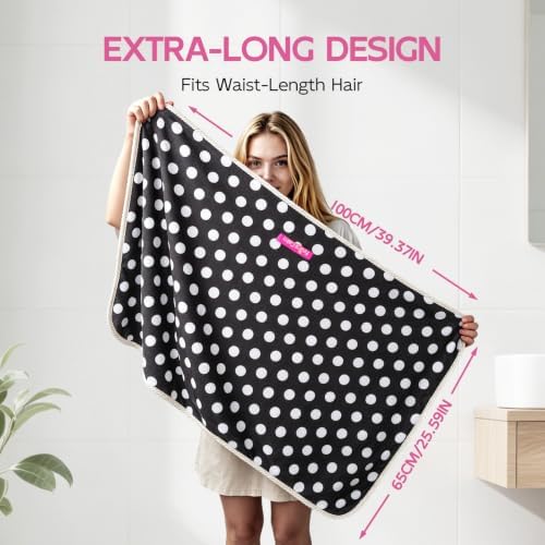 Years calm XL Microfiber Hair Towel Wrap for Women, Polka dots - Image 3