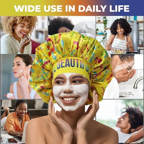 Discover reversible premium double layer silk satin sleeping bonnets designed for hair protection, moisture retention, and all-night comfort. Keep your hair healthy and frizz-free-yellow - Image 2