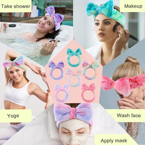 WSYUB Skincare Headband, 6pcs, Tie Dye Color, Soft Coral Fleece, Elastic, Washable, Reusable, For Women, Girls, Facial Makeup, Shower, Exercise, Party Gift - Image 5