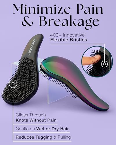 Lily England Detangler Hair Brush for Curly, Thick, Wet & Dry Hair, Petrol - Image 3