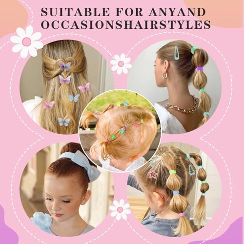 Hair Accessories for Girls, 1350P Colorful Hair Ties with 44P Hair Clips - Image 5