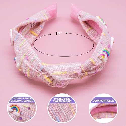 FROG SAC Knot Headband for Girls, Knotted Headbands for Toddler Kids, Rainbow Beaded Unicorn Hair Accessories, Halloween Christmas Stocking Easter Basket Stuffers (Light Pink) - Image 4