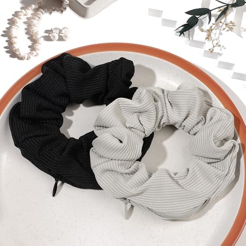 Pocket Scrunchies Hair Ties with Hidden Zipper Scrunchy Ponytail Holder Secret Compartment Items - Image 5