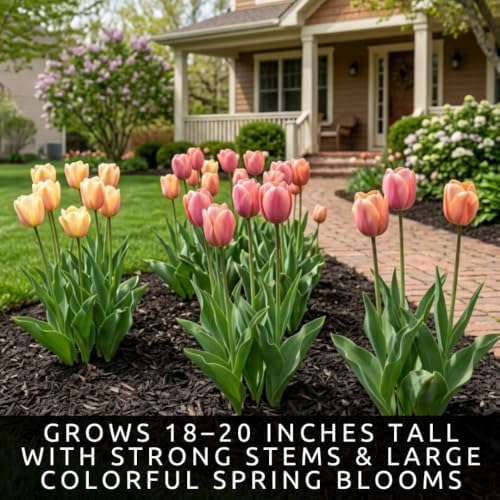 25 Salmon Dynasty Tulip Bulbs | Coral Pink Spring Flowers for Fall Planting - Image 5