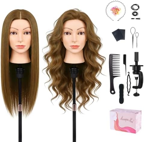 100% Real Human Hair Mannequin Head-22-24''Female Human Hair Hairstyle Head by TopDirect
