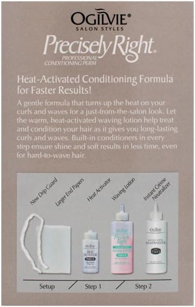 Ogilvie Salon Styles Precisely Right Professional Conditioning Home Perm Kit for Men & Women - For Normal or Hard-to-wave Hair - Heat-activated Worry-free Formula with Drip Guard - 1 Application - Image 2