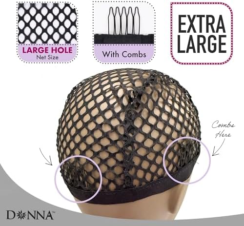 DONNA Crochet Wig Cap With Large Hole and Combs - Hair Accessories and Hair Bonnet for Sleeping, 1PC XL SIZE - Image 3