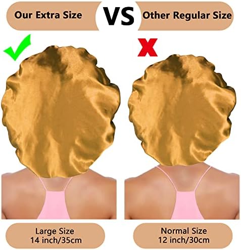3PCS Extra Large Satin Bonnets for Sleeping, Hair Bonnets for Black Women Braids Curly Hair, F - Image 3