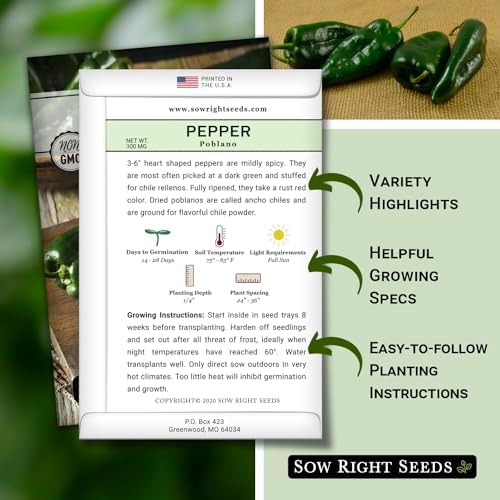 Sow Right Seeds - Poblano Pepper Seed for Planting Ancho Chile Peppers 3pk - Image 2