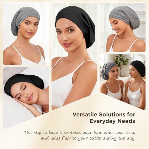 2Pcs Satin Lined Bonnet for Sleeping for Women Men - Image 6