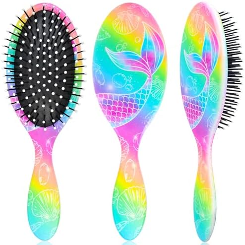Kids Hair Brush Girls, Toddler Wet Dry Detangling Hair Brush for Curly Thick Hair Pain-Free Comb Girls Kids Women Unicorn Mermaid by OlyPegic