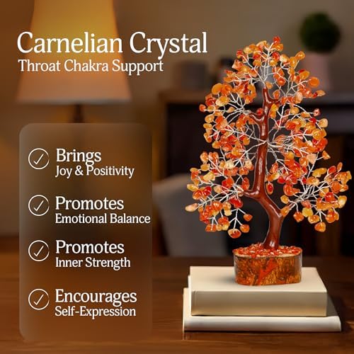 YATSKIA Carnelian Crystal Tree, Birthday Gifts for Women, Sister & Friends, Handmade Crystal Tree of Life, Living Room, Bedroom & Office Decor, Thank You Gifts - Image 3