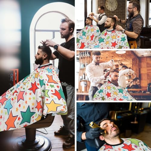 Professional Hair Cutting Cape with Neck Duster Brush, Waterproof Salon Barber Cape with Snaps, Barber Accessories (Star) - Image 7