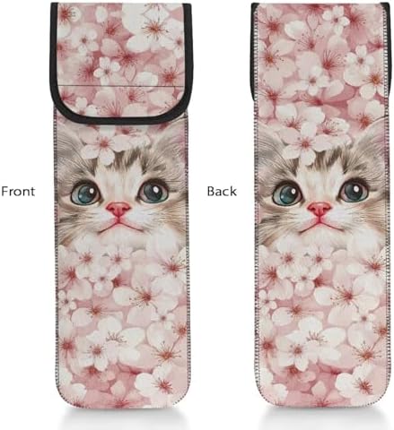 Flat Iron Travel Case Portable Curling Iron Case Heat Resistant Travel Bag Hair Straightener Curler Storage Bag Hair Accessories Organizer Cat Cherry Blossom - Image 2