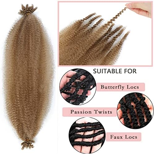8 Packs Pre-Separated Springy Afro Twist Hair Suitable for Damaged Soft Locs Synthetic Marley Twist Braiding (27#, 18 Inch (Pack of 8)) - Image 6