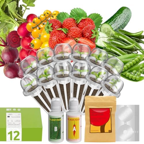 inbloom 12-Pod Fruit Seed Pod Kit for AeroGarden, iDOO, Ahopegarden Hydroponic Growing System, Included Strawberry, Cucumber, Green Pepper, Golden Tomato, Radish, Dwarf Pea, Beet, 400+ Seeds by inbloomgarden